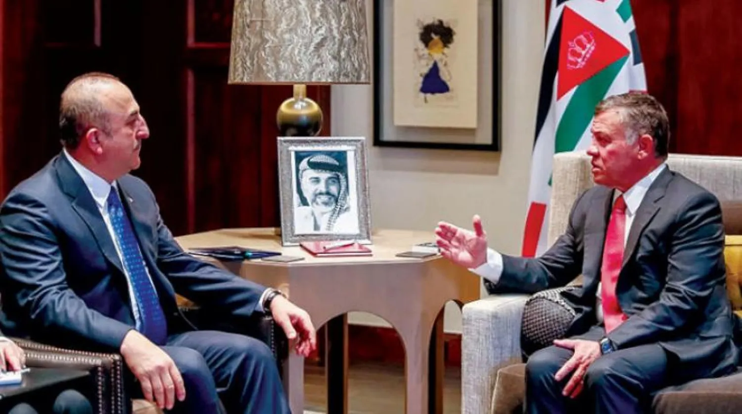 Jordanian King Abdullah II during his meeting with the Turkish Foreign Minister (Royal Court of Jordan)

