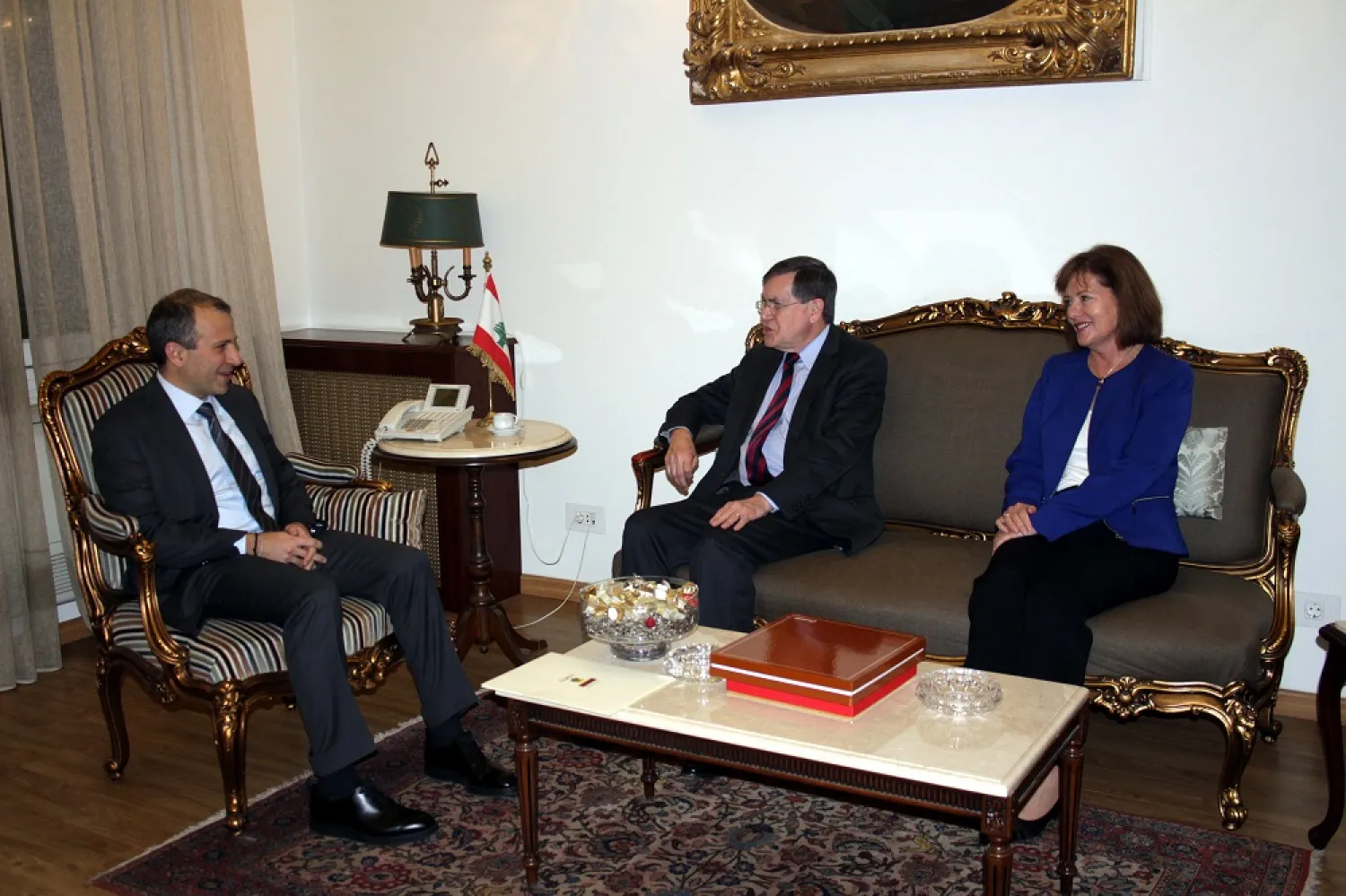 Lebanese Foreign Minister Jebran Bassil meets US envoy David Satterfield. (Dalati & Nohra)