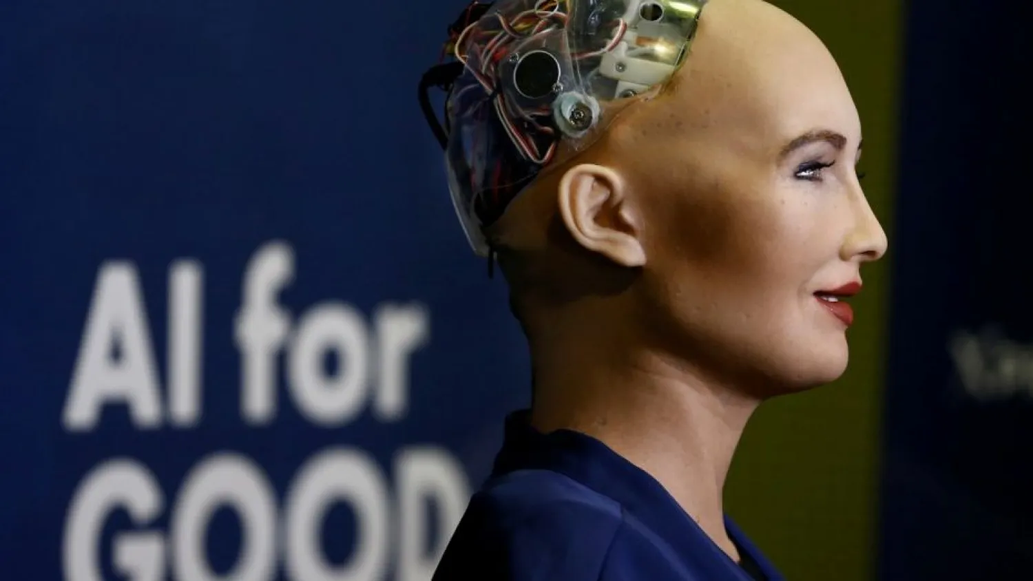Sophia, a robot integrating the latest technologies and artificial intelligence developed by Hanson Robotics is pictured during a presentation at the "AI for Good" Global Summit at the International Telecommunication Union (ITU) in Geneva, Switzerland June 7, 2017. REUTERS/Denis Balibouse