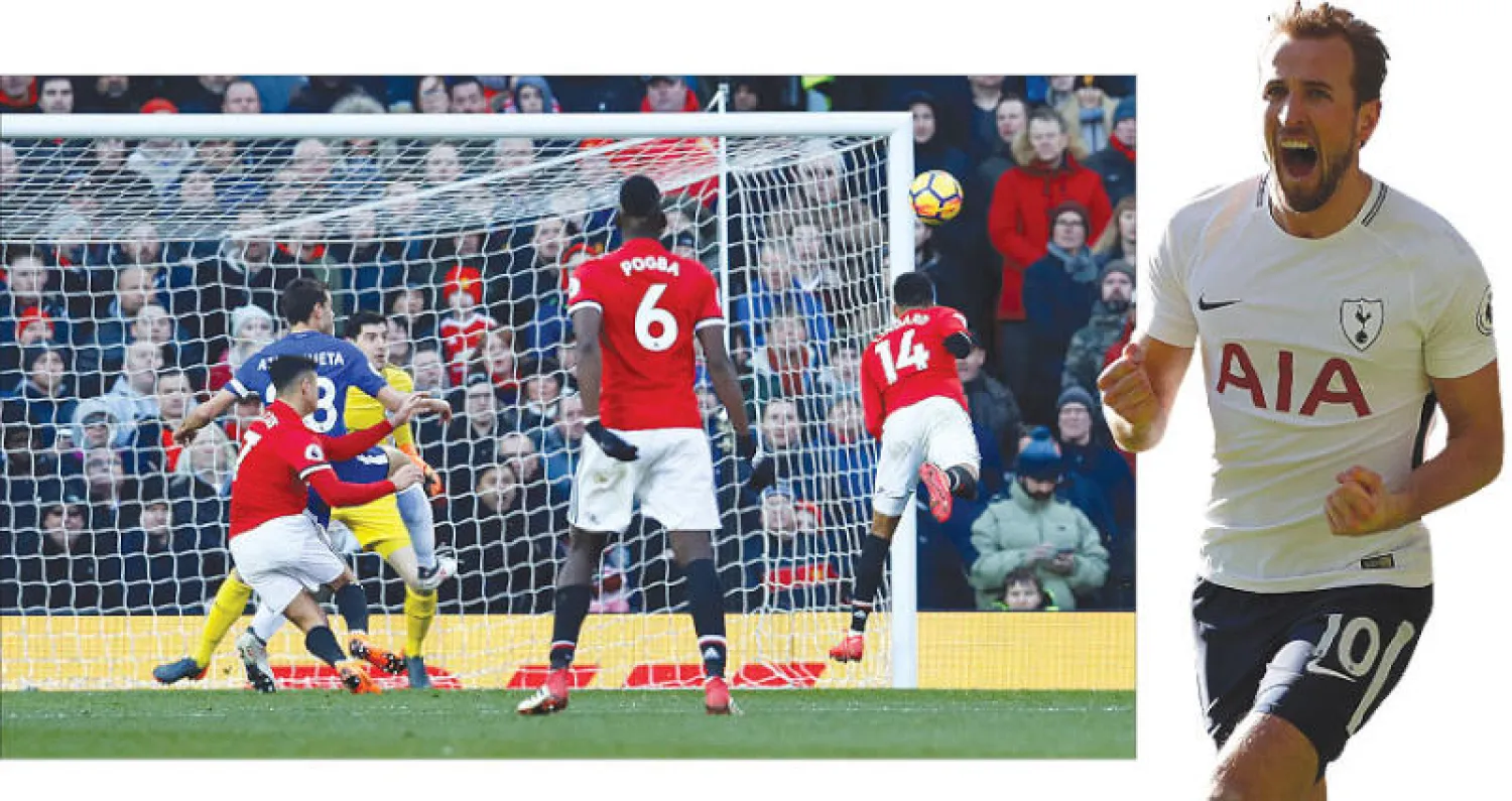كين نجم توتنهام يحتفل بهدفه في مرمى بالاس (رويترز) - لينغارد مهاجم يونايتد (يمين) يسجل برأسه هدف الفوز في مرمى تشيلسي (رويترز)