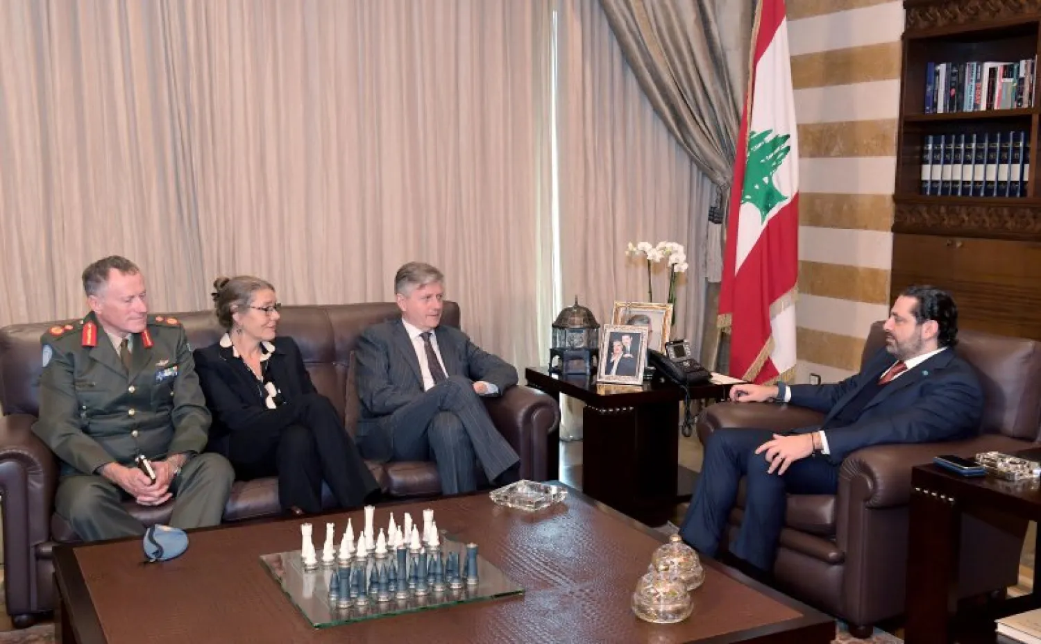  Prime Minister Saad Hariri receiving United Nations Under-Secretary-General for Peacekeeping Operations, Jean-Pierre Lacroix, the Special Coordinator for Lebanon and UNIFIL Commander in the South (Dalati & Nohra)
 