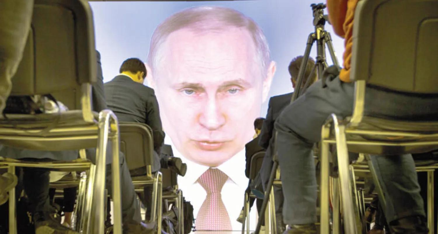 الرئيس الروسي فلاديمير بوتين تحدث في خطاب أمس عن انجازات عسكرية قال إنها شكلت نقلة نوعية في قدرات بلاده (أ.ب)