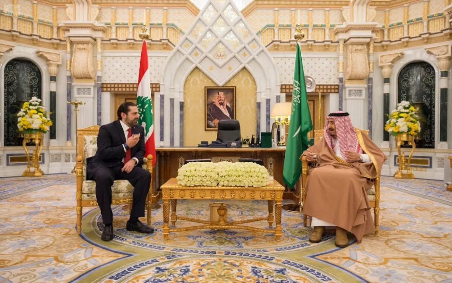 The Custodian of the Two Holy Mosques receives Lebanese Prime Minister Saad Hariri. SPA