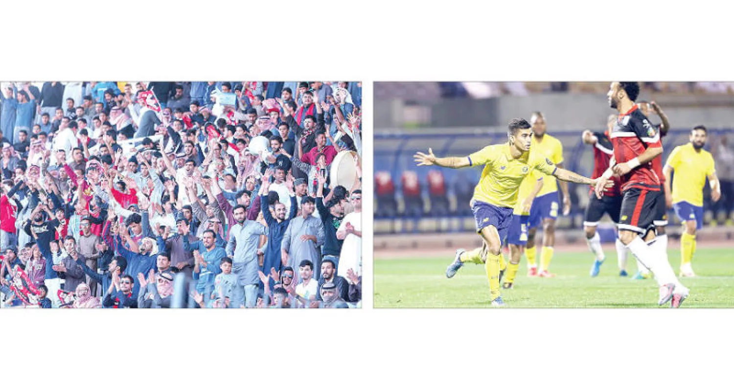 خسارة الرائد من النصر أشعلت غضباً جماهيرياً خشية هبوط الفريق (تصوير: عبد العزيز النومان) - جماهير الفريق تأمل ببقاء الرائد في دوري المحترفين («الشرق الأوسط»)