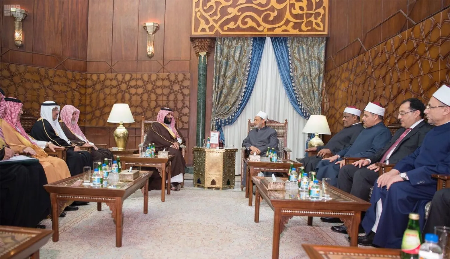 Saudi Crown Prince Mohammed bin Salman meets Sheikh al-Azhar in Cairo. (SPA)