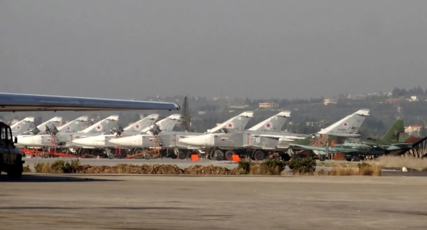 Russian fighter jets on the tarmac at the Russian Hmeimim military base in Syria. (AFP)