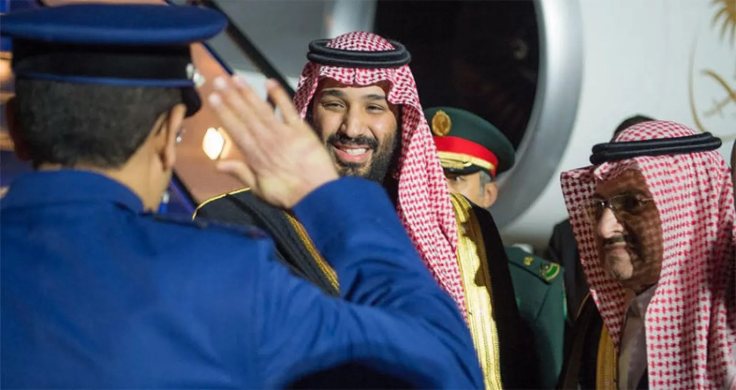 ولي العهد السعودي الأمير محمد بن سلمان لدى وصوله إلى لندن (واس)