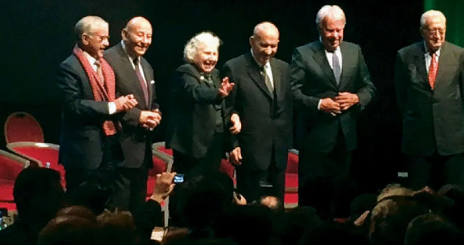 جانب من حفل تكريم اليوسفي في مسرح محمد الخامس بالرباط مساء أول من أمس ({الشرق الأوسط})