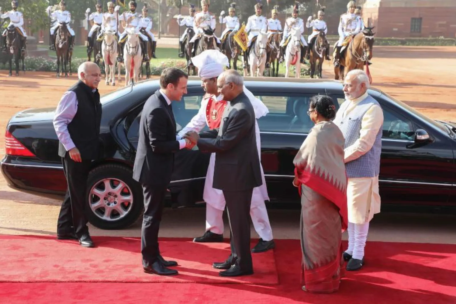 الزيارة الرسمية الأولى للرئيس الفرنسي إيمانويل ماكرون إلى الهند (أ.ف.ب)