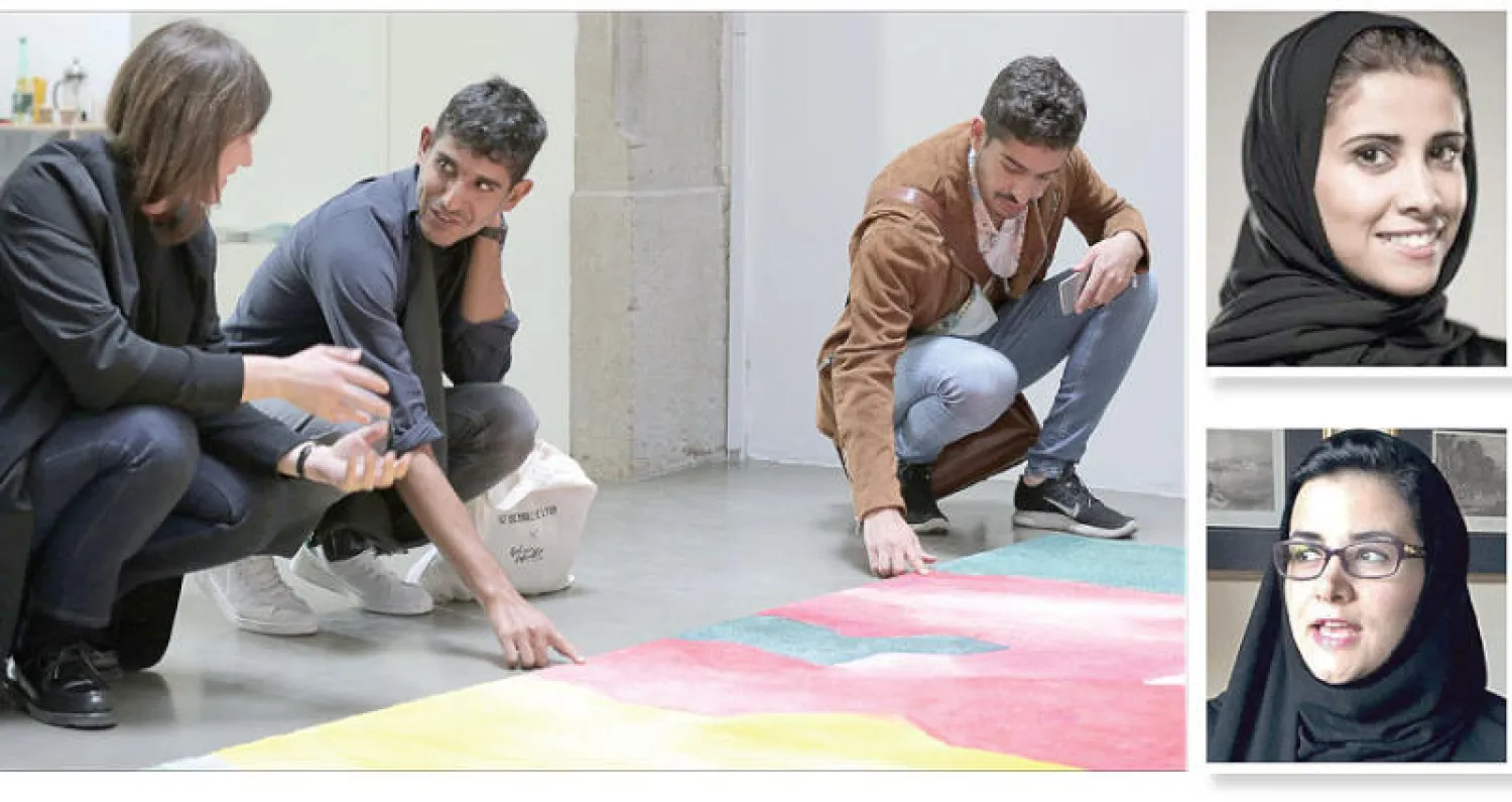 المنسقة المشاركة للجناح السعودي جواهر السديري - د. سمية السليمان - المهندسان المعماريان تركي وعبد الرحمن قزاز