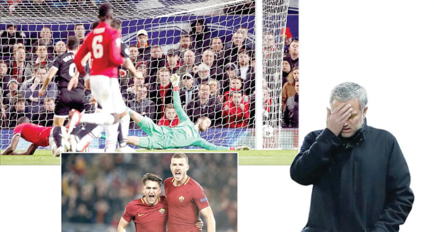 مورينيو المصدوم أثار جماهير يونايتد بتعليقاته السلبية (رويترز) - دي خيا حارس يونايتد في محاولة فاشلة للتصدي لتسديدة وسام بن يدر مهاجم إشبيلية (رويترز) - دزيكو نجم روما (يمين) يحتفل بهدفه مع زميله جينكيز (أ.ب)