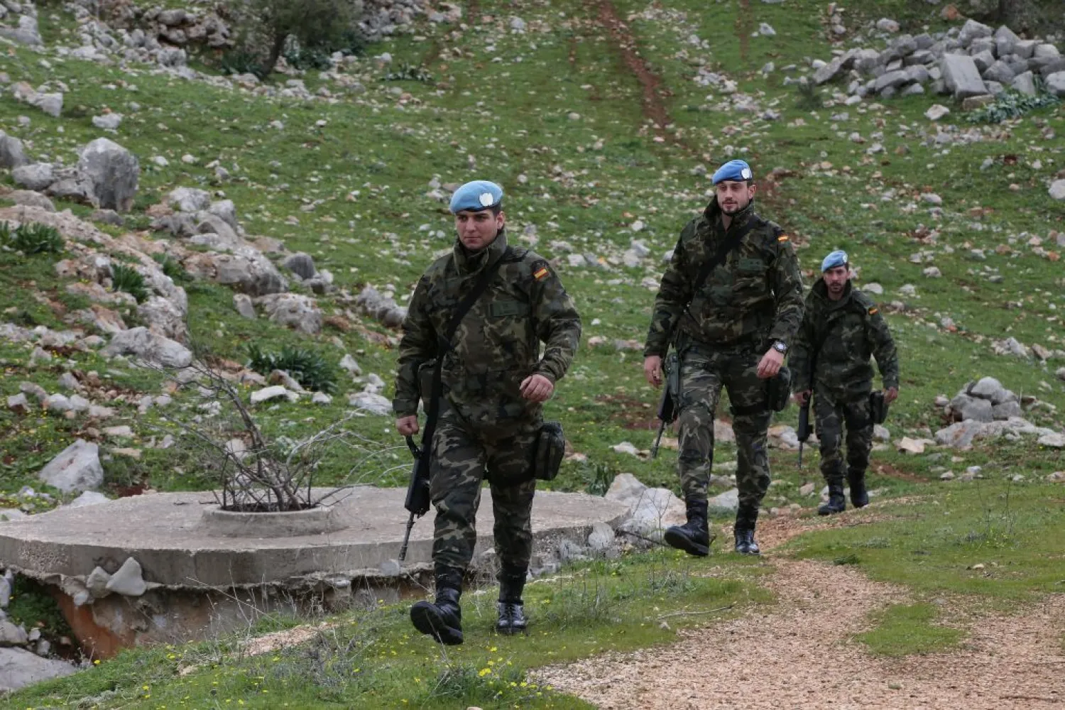 UNIFIL forces on the Lebanese-Israeli border. (AP)