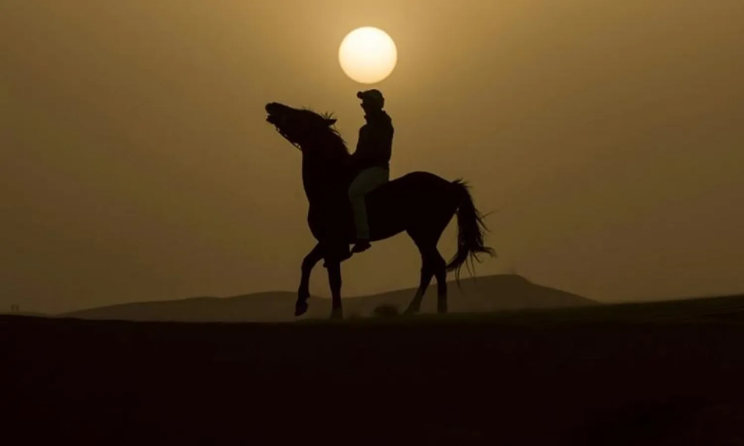 A rider competes during the Gallops of Morocco equestrian race in the desert of Merzouga in the southern Moroccan Sahara desert on March 1, 2018. (AFP)
