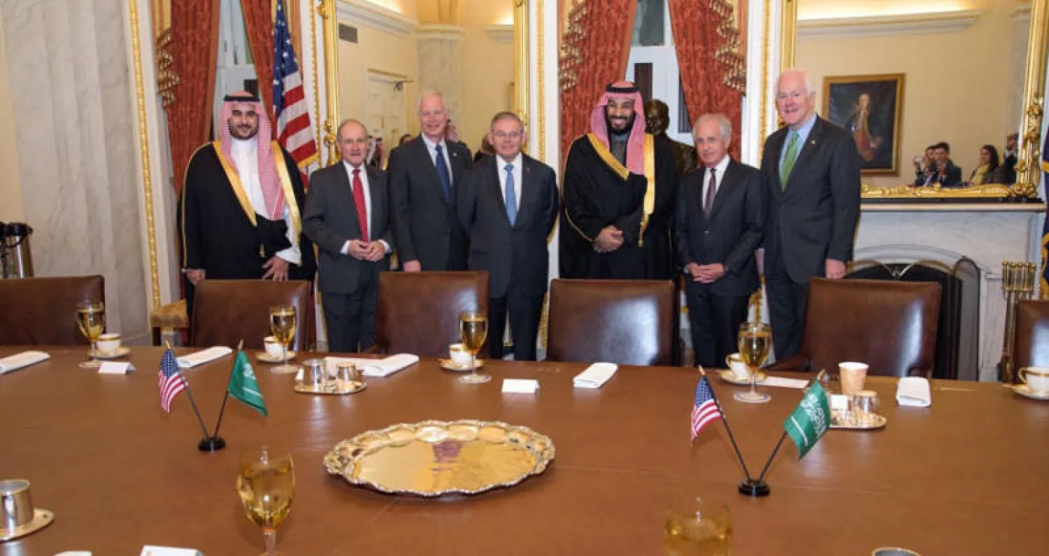 ولي العهد ينهي يومه الأول بلقاء كوشنير وغرينبلات... ويناقش «قضية السلام الفلسطينية»