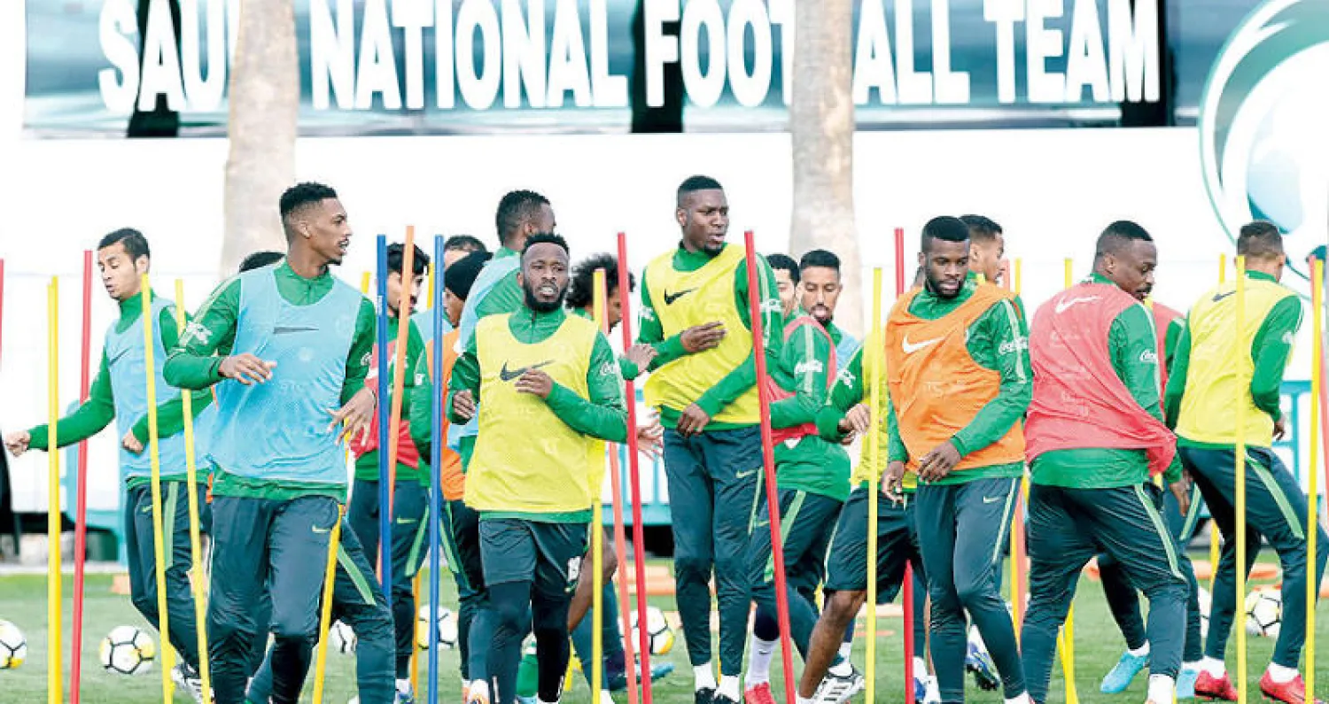 من استعدادات المنتخب السعودي لودية أوكرانيا («الشرق الأوسط»)