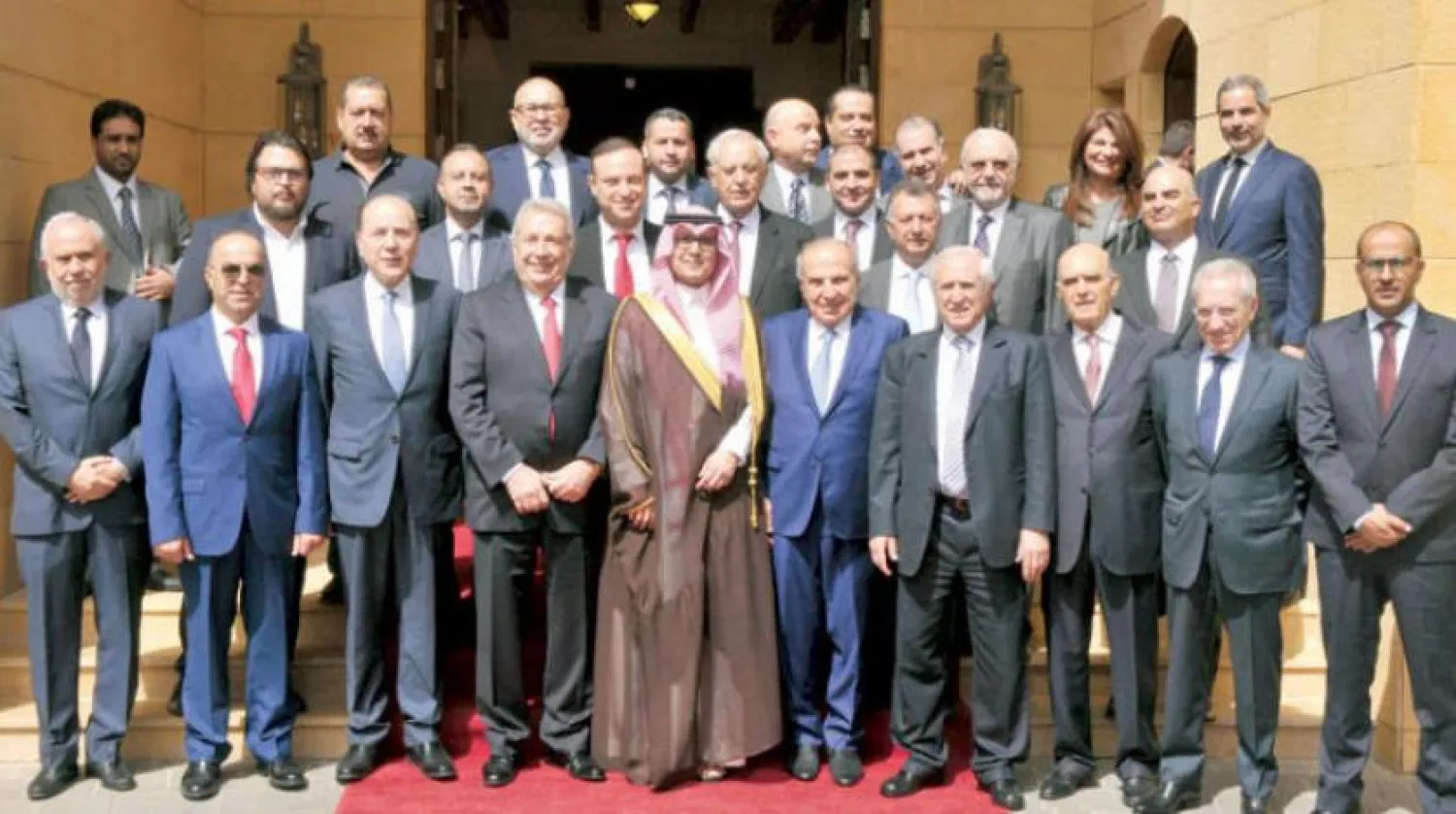 Saudi Embassy Chargé d’Affaires Walid Bukhari with an extended delegation from the Lebanese-Saudi Business Council (Asharq Al-Awsat)