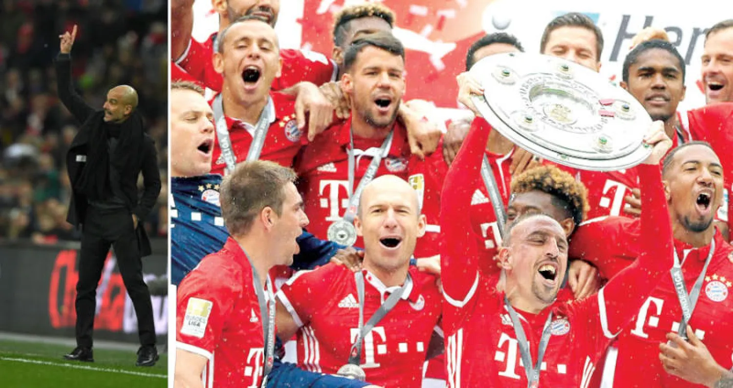 بايرن ميونيخ  فاز بلقب الدوري الألماني في السنوات الخمس الأخيرة  -  غوارديولا قاد مانشستر سيتي نحو اللقب قبل انتهاء البطولة (إ.ب.أ)