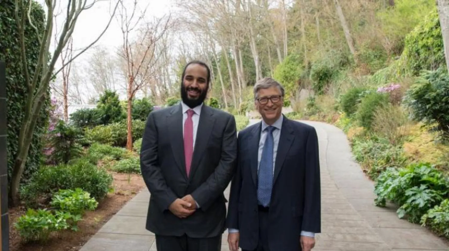 Saudi Crown Prince Mohammed Bin Salman meets with Bill Gates. SPA