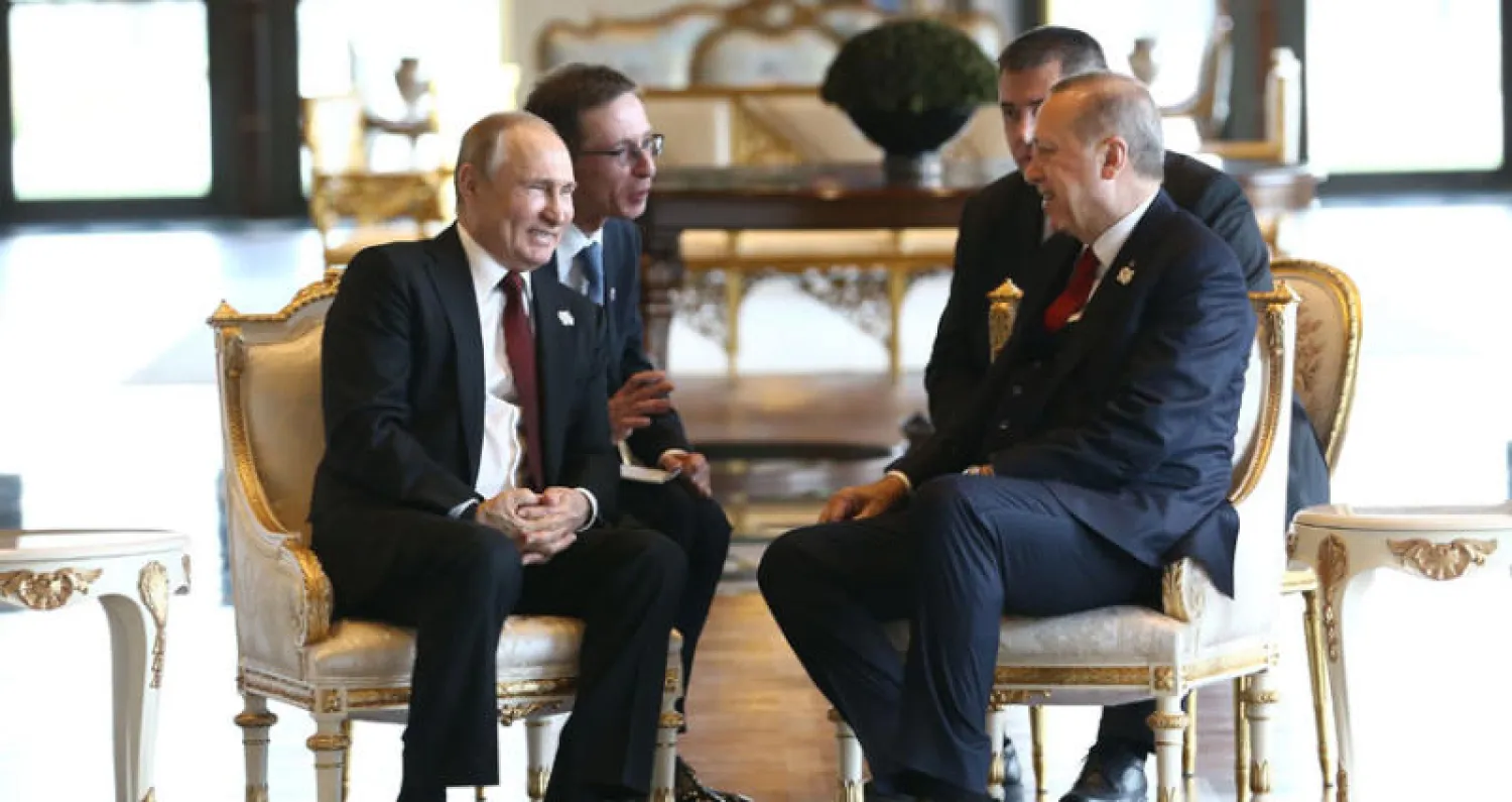 إردوغان مستقبلا بوتين في أنقرة أمس (أ.ف.ب)