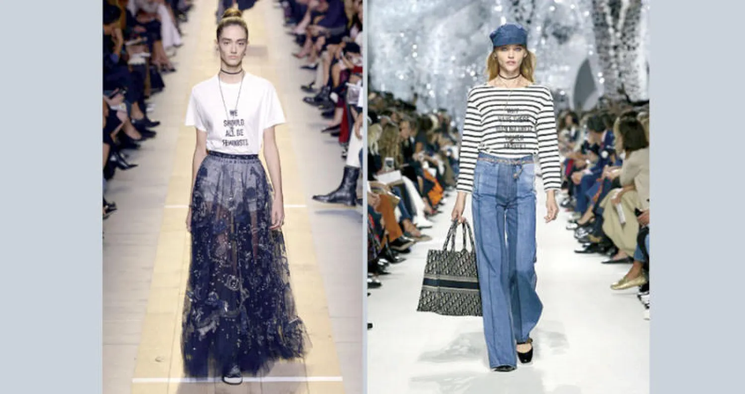 من آخر تشكيلة لدار «ديور» حيث لا تزال مصممتها تقود الحركة النسوية  -  الـ«تي - شيرت» الذي أطلقته ماريا غرازتزيا كيوري لدار «ديور» معلنة عن ثورتها النسوية