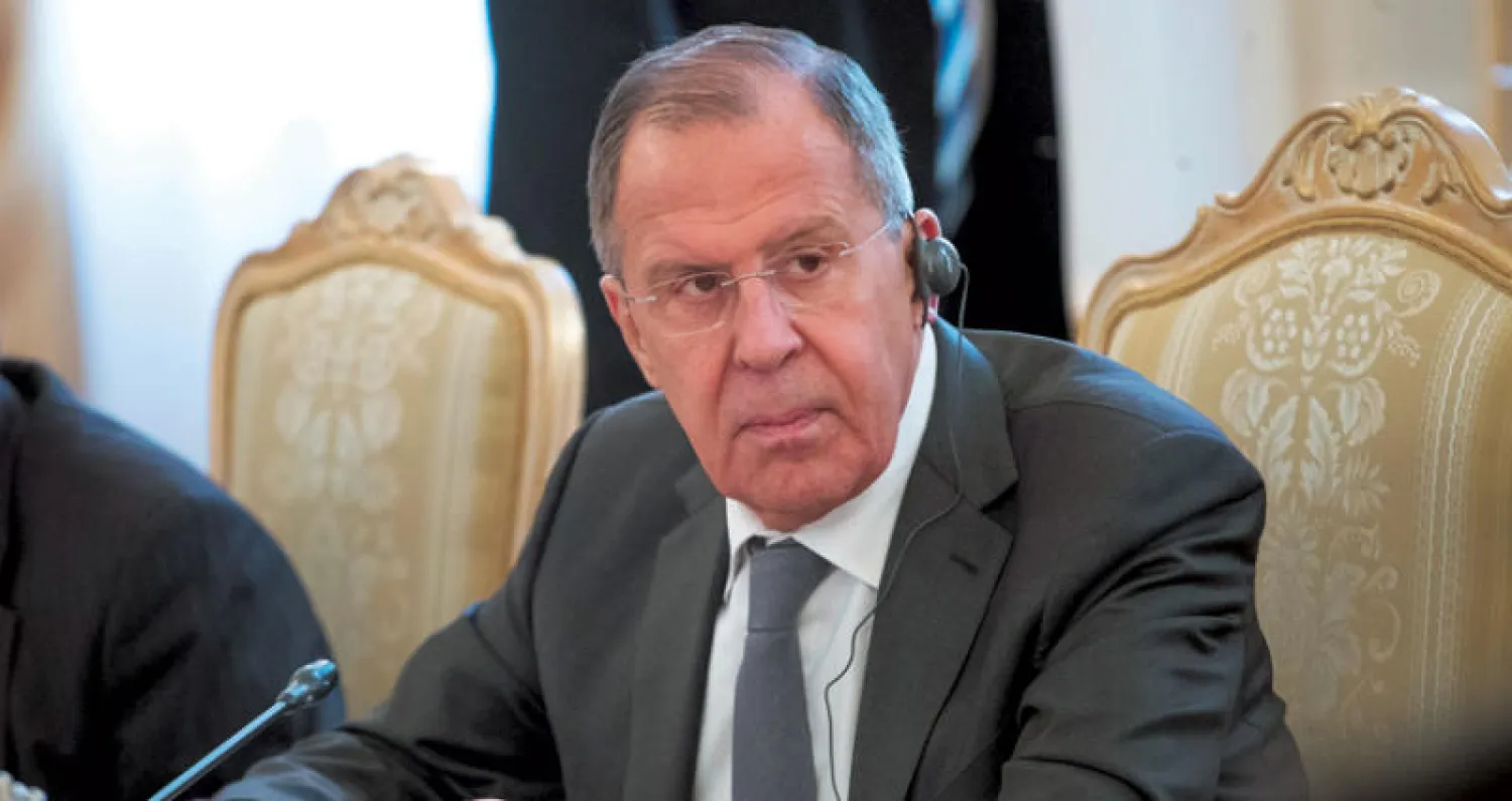 لافروف خلال الاجتماع أمس (ا.ب)