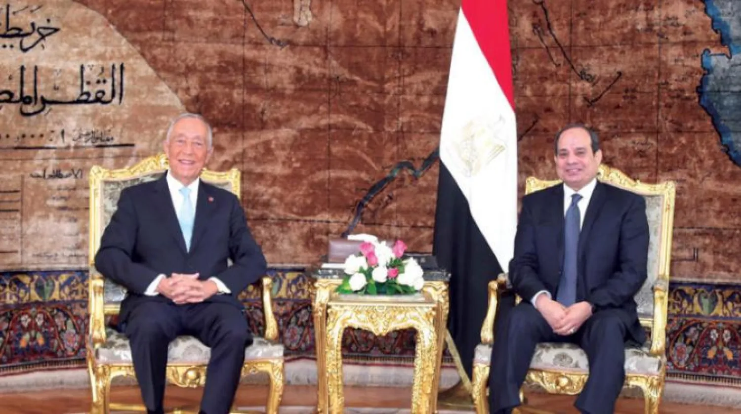 Egyptian President Abdul Fattah al-Sisi meets with his Portuguese counterpart Marcelo Rebelo de Sousa in Cairo on Thursday. (AFP)