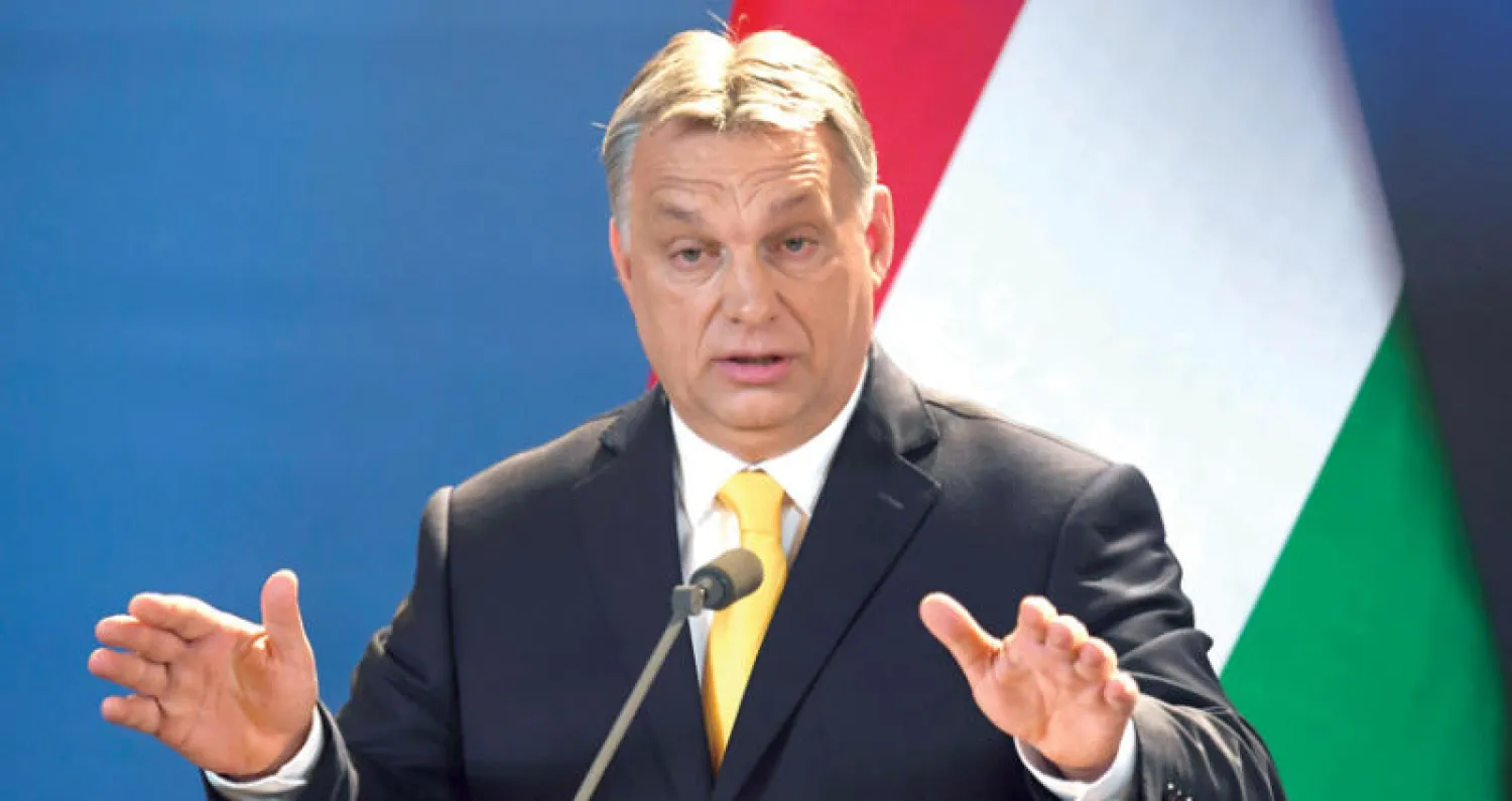 رئيس الوزراء المجري فيكتور أوربان بعد فوزه بالانتخابات (أ.ف.ب)