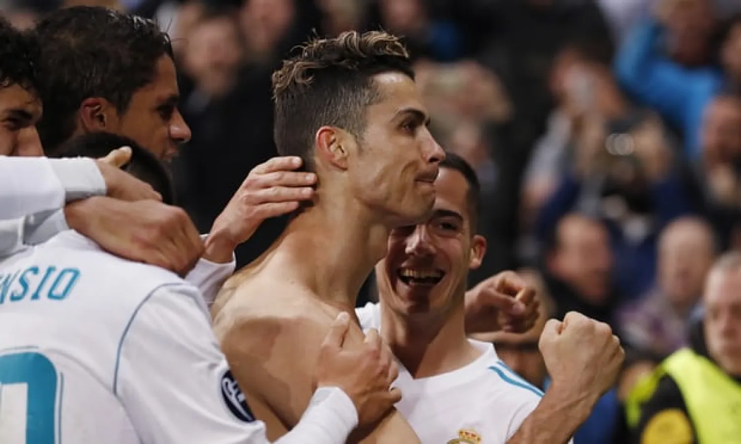  Cristiano Ronaldo celebrates after scoring the late, decisive penalty. Photograph: Hollandse Hoogte/Rex/Shutterstock
