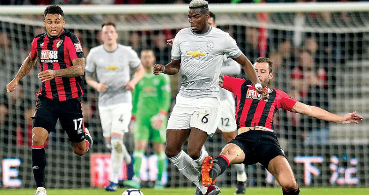 بوغبا تألق وقاد مانشستر يونايتد للفوز على بورنموث (أ.ف.ب)