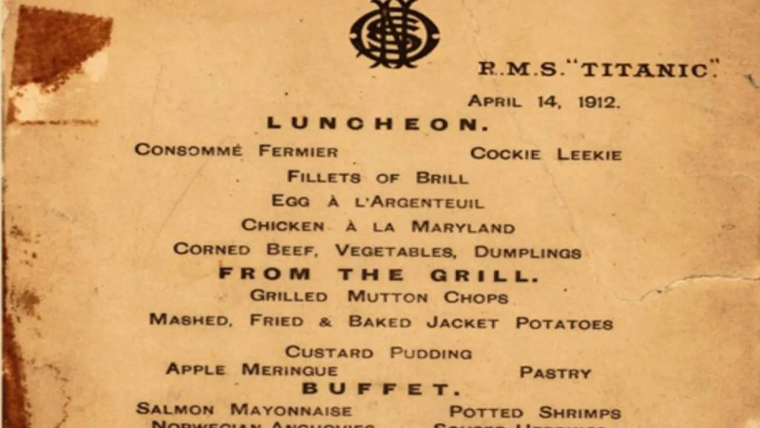 قائمة الطعام من تيتانيك (يوتيوب)