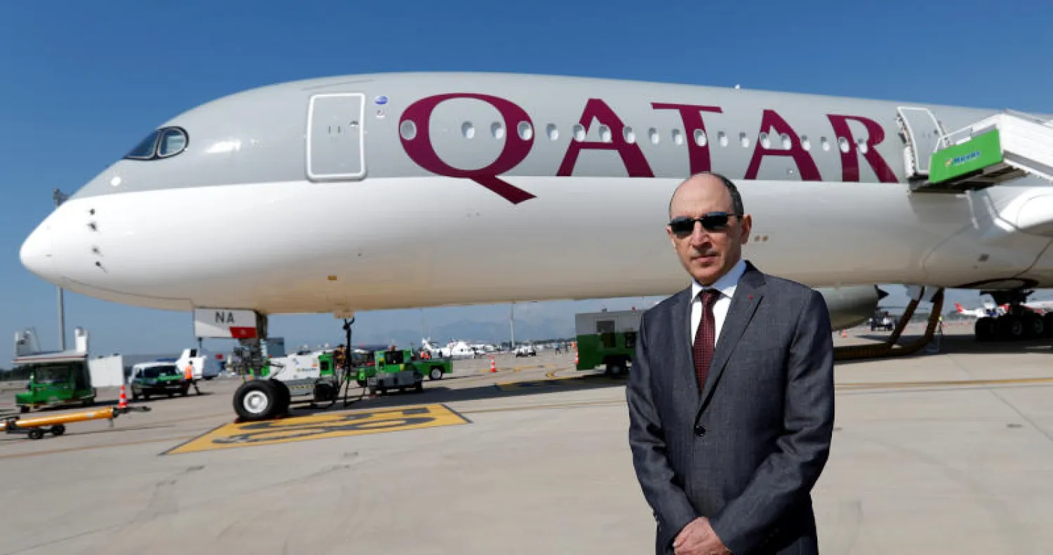 الرئيس التنفيذي للشركة أكبر الباكر خلال معرض أوراسيا للطيران في أنطاليا بتركيا (رويترز)