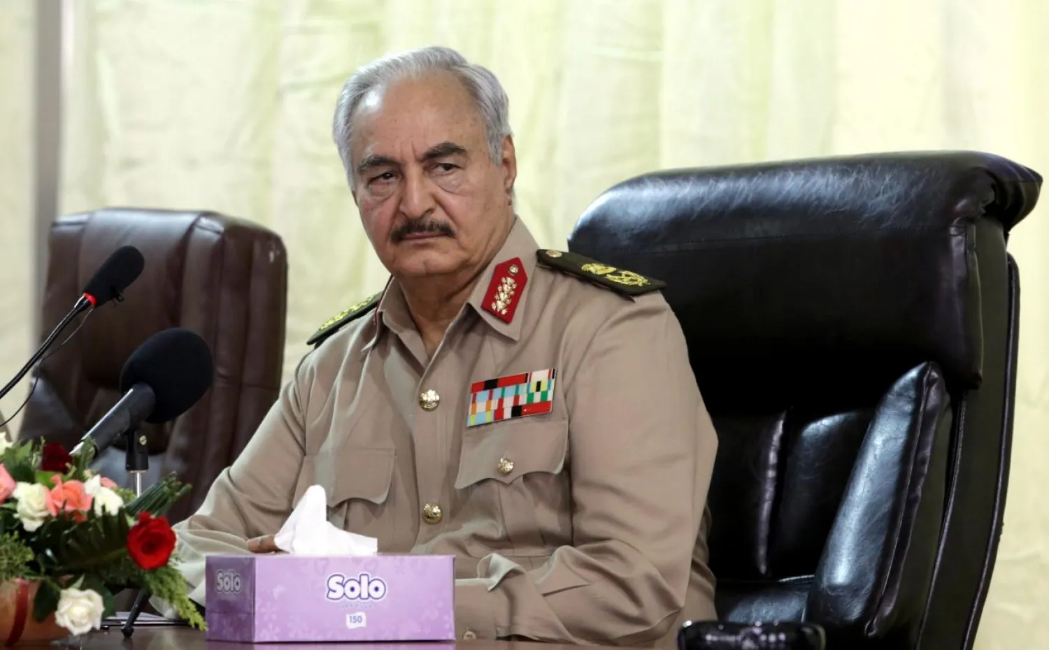 Libyan National Army commander Khalifa Haftar in Benghazi in October 2017. (Reuters)