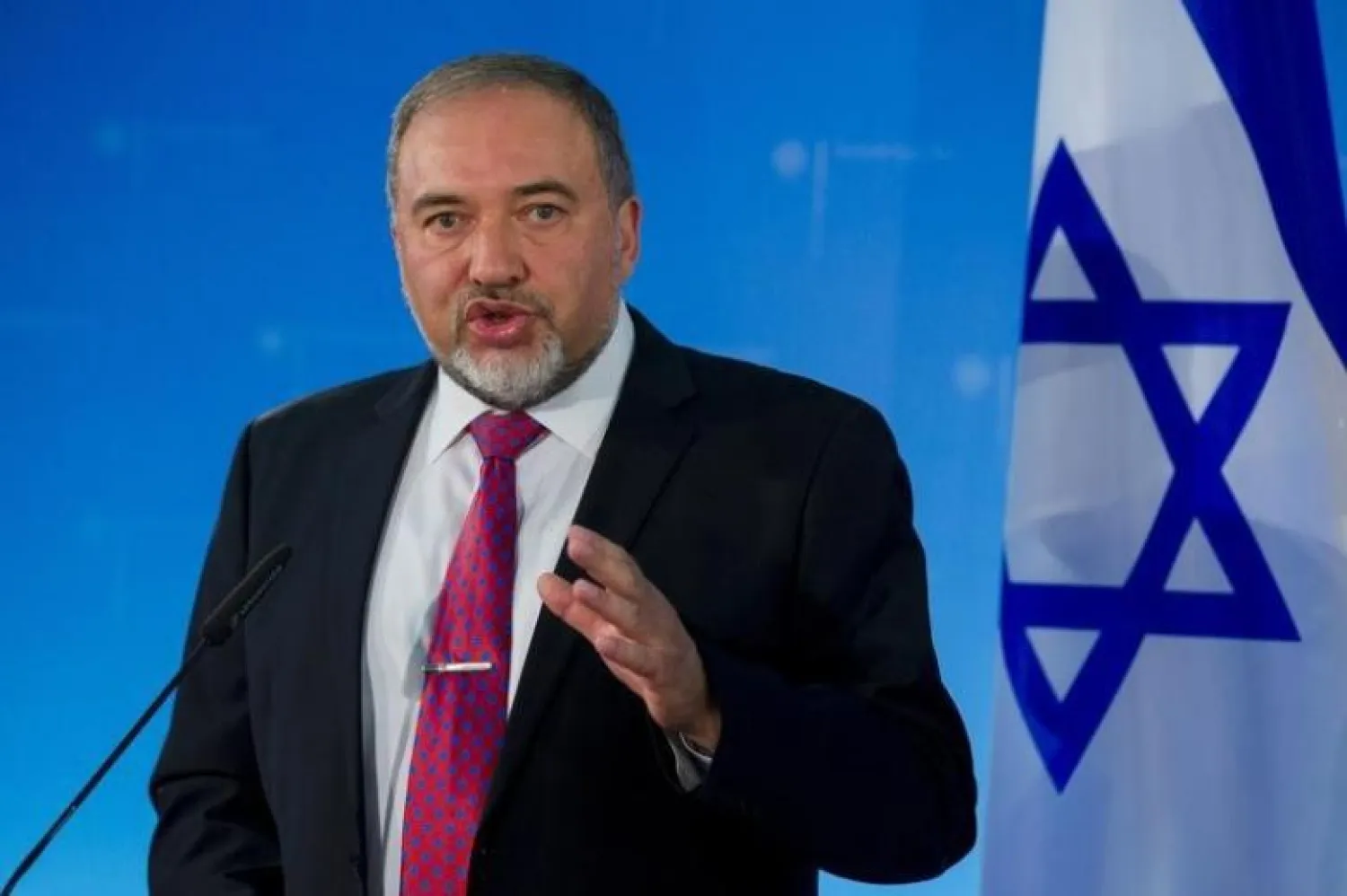 Israeli Foreign Minister Avigdor Lieberman speaks during a news conference after talks with his German counterpart Frank-Walter Steinmeier in Berlin June 30, 2014. REUTERS/Thomas Peter