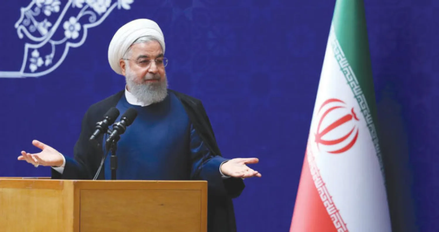 روحاني يلقي خطاباً بمناسبة اليوم العالمي للعمال في طهران أمس (موقع الرئاسة)