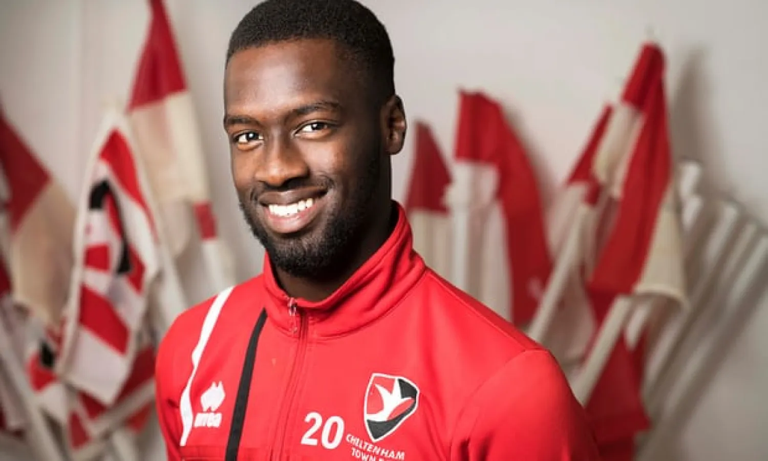  Mo Eisa left Sudan for London as a child. He remembers playing in Khartoum on ‘grass pitches with not a lot of grass on. But that was home.’ Photograph: Adrian Sherratt for the Guardian
