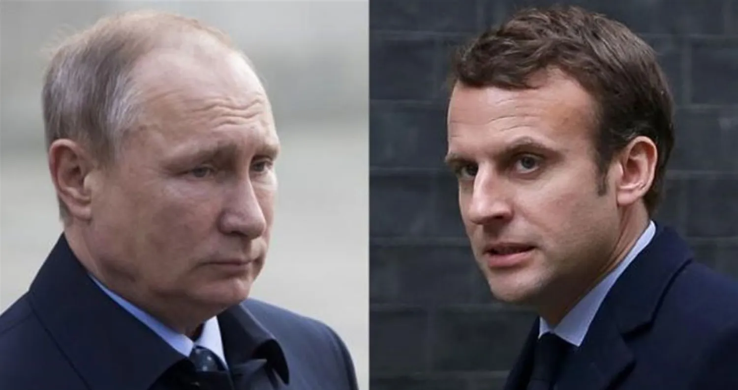الرئيسين الفرنسي إيمانويل ماكرون و الروسي فلاديمير بوتين.