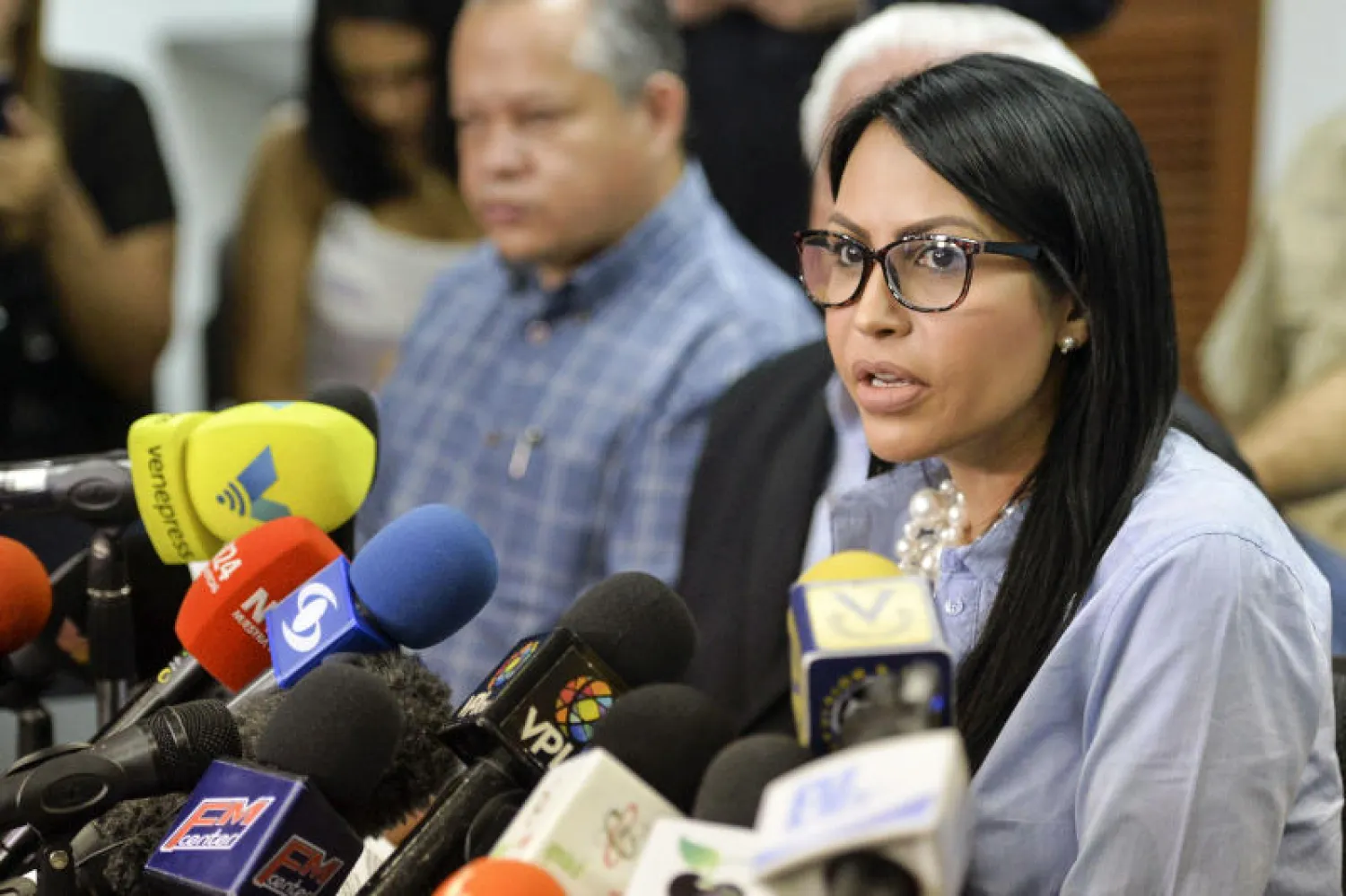 النائبة الفنزويلية المعارضة ديلسا سولورزانو (أ.ف.ب)