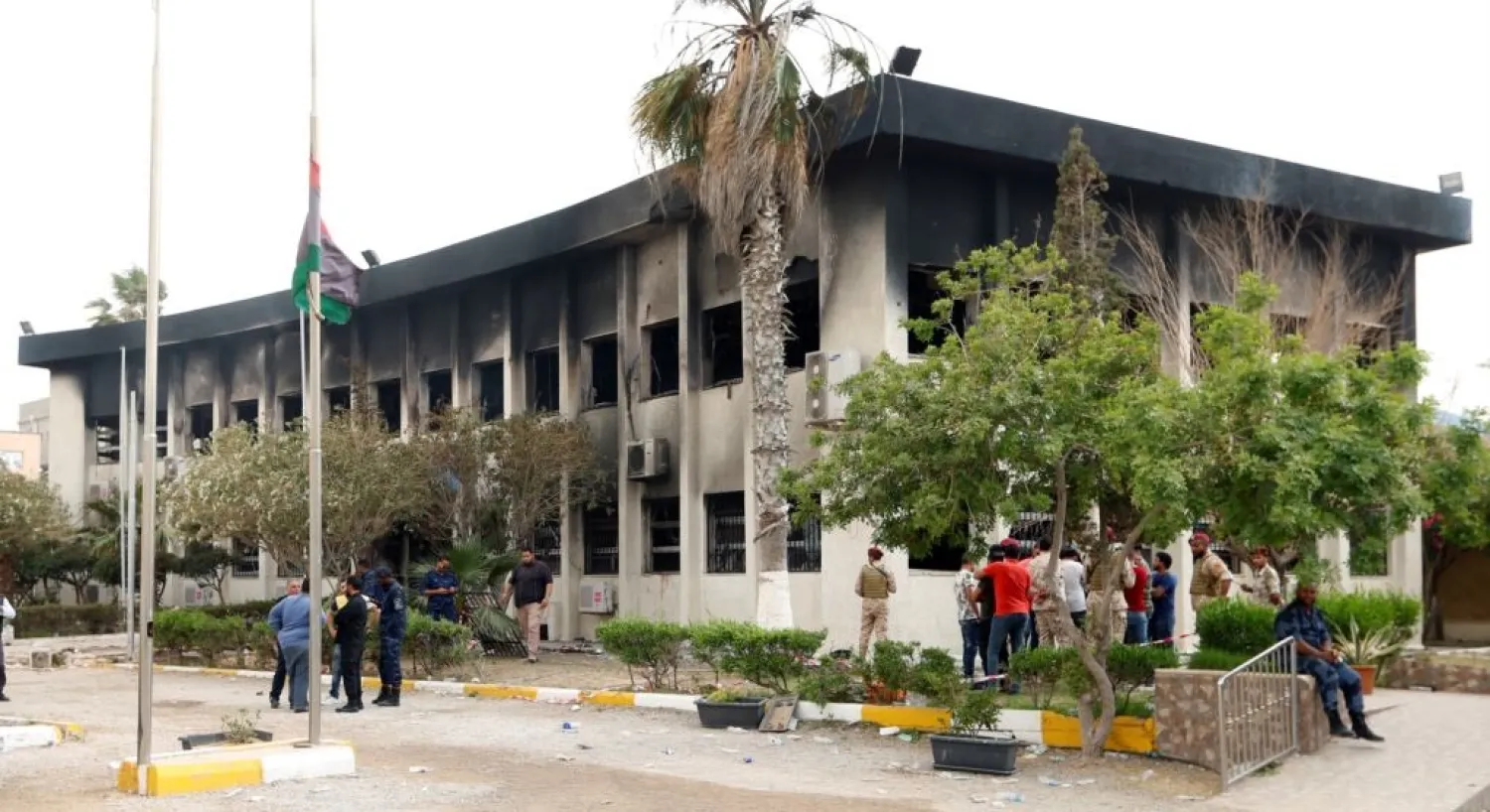The electoral commission building after a suicide attack in Tripoli, Libya, May 2, 2018. (Reuters)