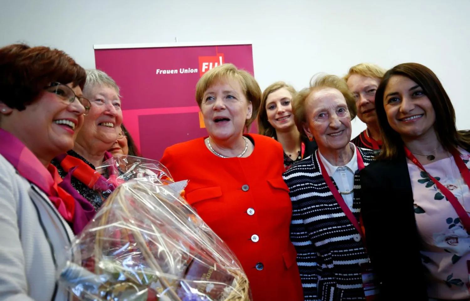 German Chancellor Angela Merkel celebrates the 70th anniversary of the "Women's Union" of the Christian Democratic Union (CDU) in Frankfurt, Germany, May 5, 2018. REUTERS/Ralph Orlowski