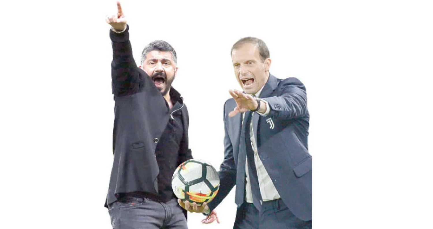 أليغري مدرب يوفنتوس (رويترز) - غاتوزو مدرب ميلان (إ.ب.أ)