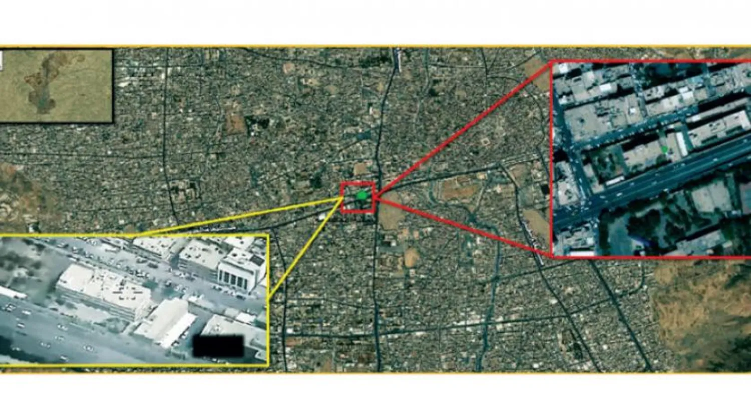 Photo released by the Arab Coalition command showing the target of Monday’s strike. Photo by Meshaal al-Qudair