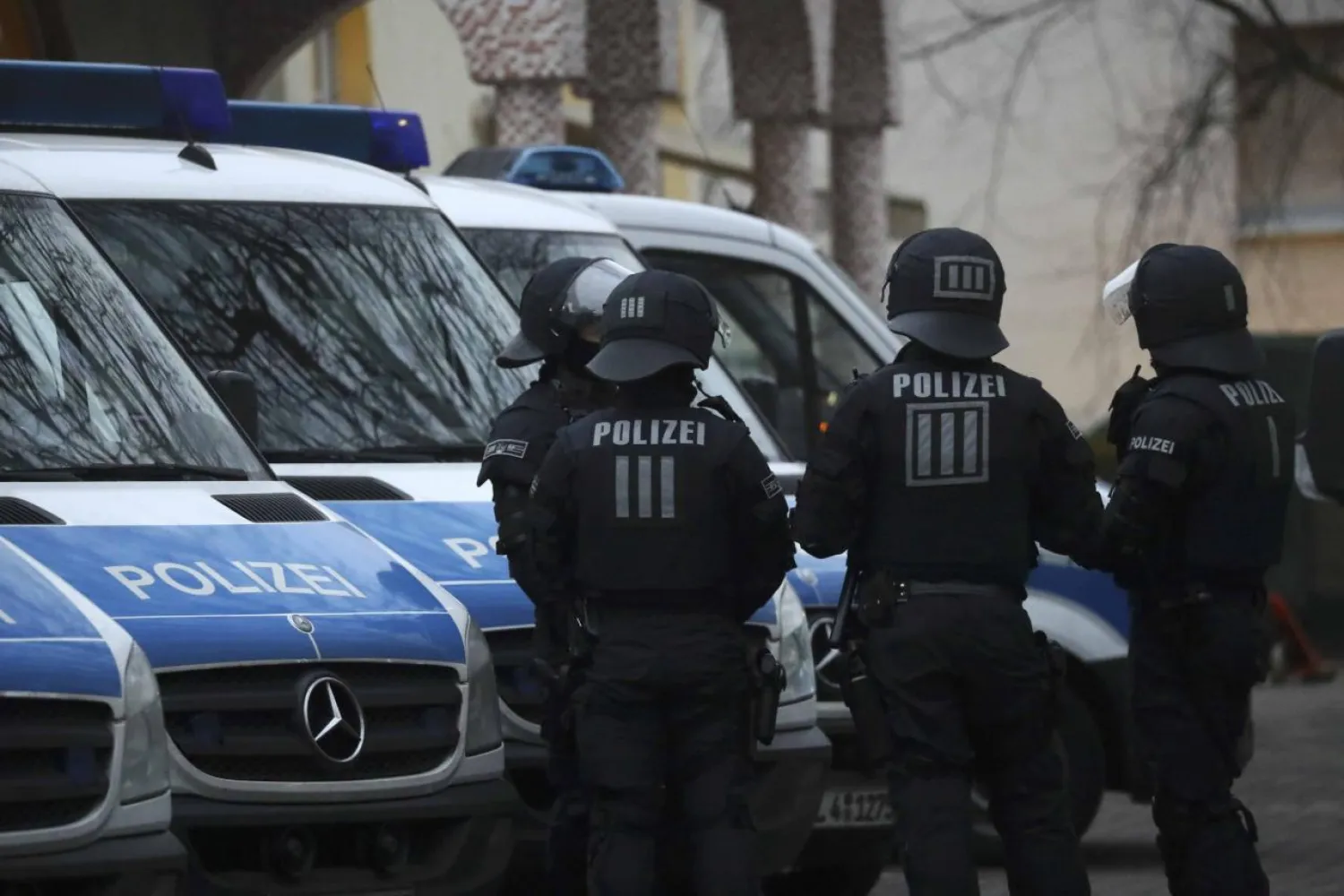 German special police forces stand guard in Frankfurt. Reuters file photo