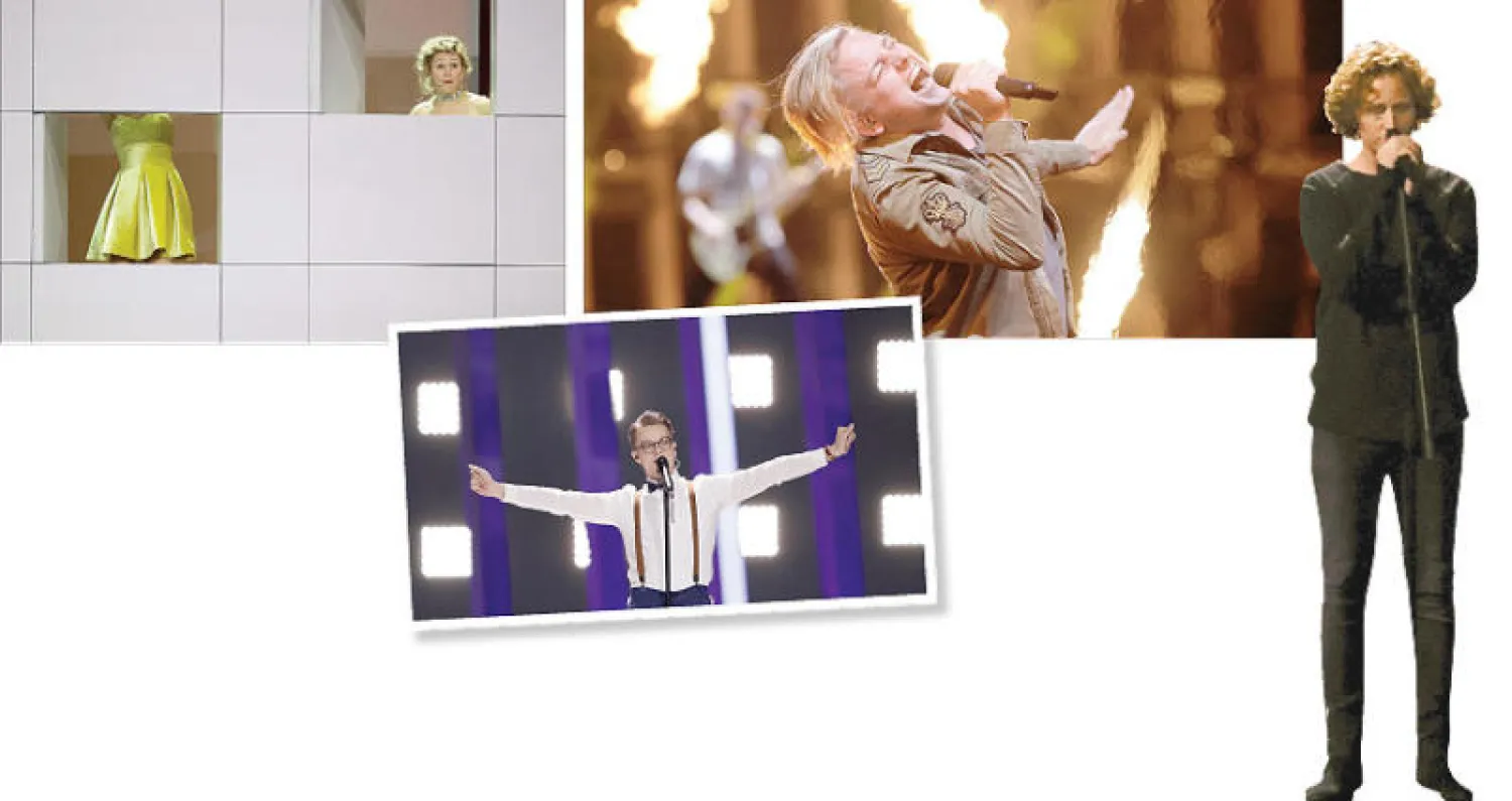 المغني الألماني مايكل شولت  أثناء البروفات النهائية للحفل الختامي أمس (رويترز) - فقرة المغني أو دبليو إس من المجر أثناء البروفات لنهائيات  مسابقة اليوروفيجن بلشبونة أمس (أ.ب) - ميكولاس جوزيف من جمهورية التشيك أثناء أداء فقرته أمس (رويترز) - أعضاء من فريق دولة مولدوفا يقومون بالبروفة النهائية  قبيل حفل ختام اليوروفيجن الليلة (رويترز)