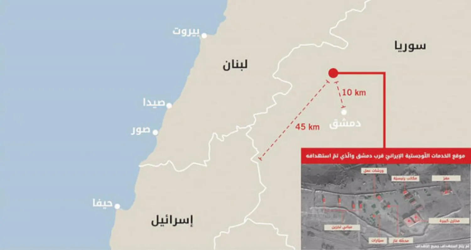 صورة وزعتها تل ابيب لمواقع ايرانية قصفتها طائرات اسرائيلية قرب دمشق