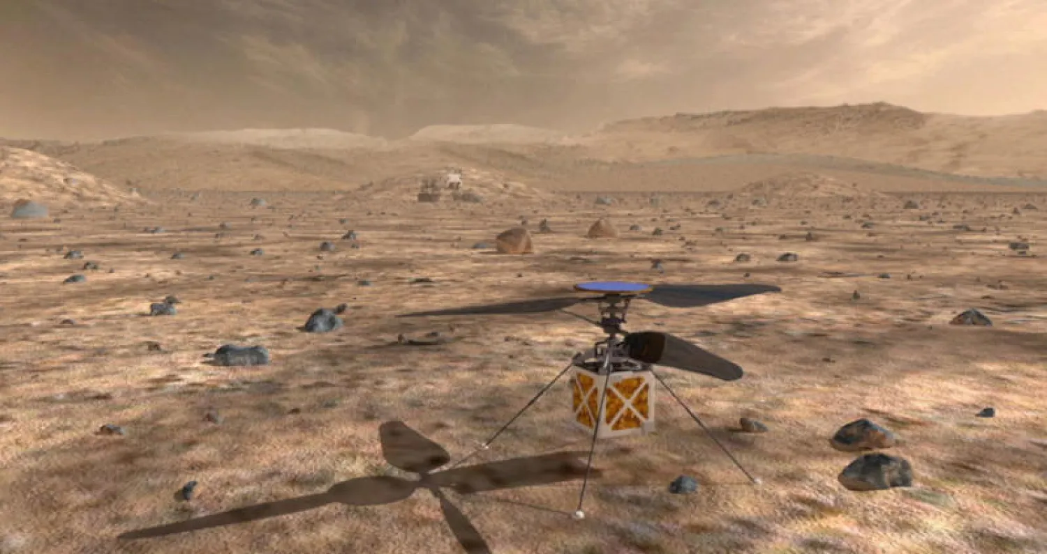 الهليكوبتر المزمع استخدامها في كوكب المريخ لاستكشاف المناطق التي لا يمكن للمسبار الوصول إليها (إ.ب.أ)