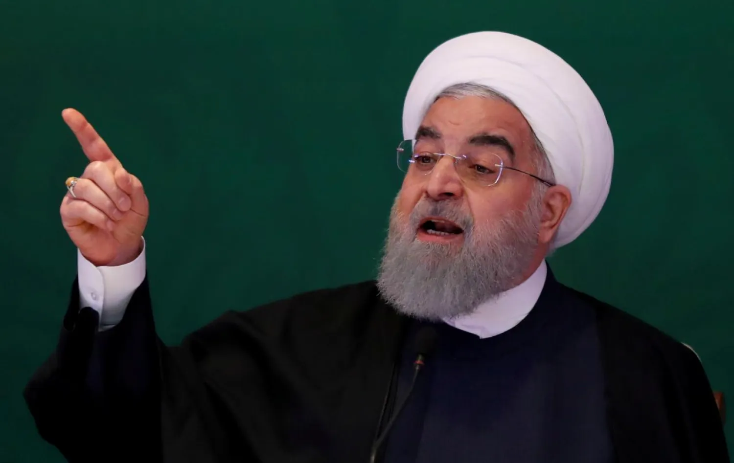 Iranian President Hassan Rouhani speaks during a meeting with Muslim leaders and scholars in Hyderabad, India, February 15, 2018. REUTERS/Danish Siddiqui/File Photo