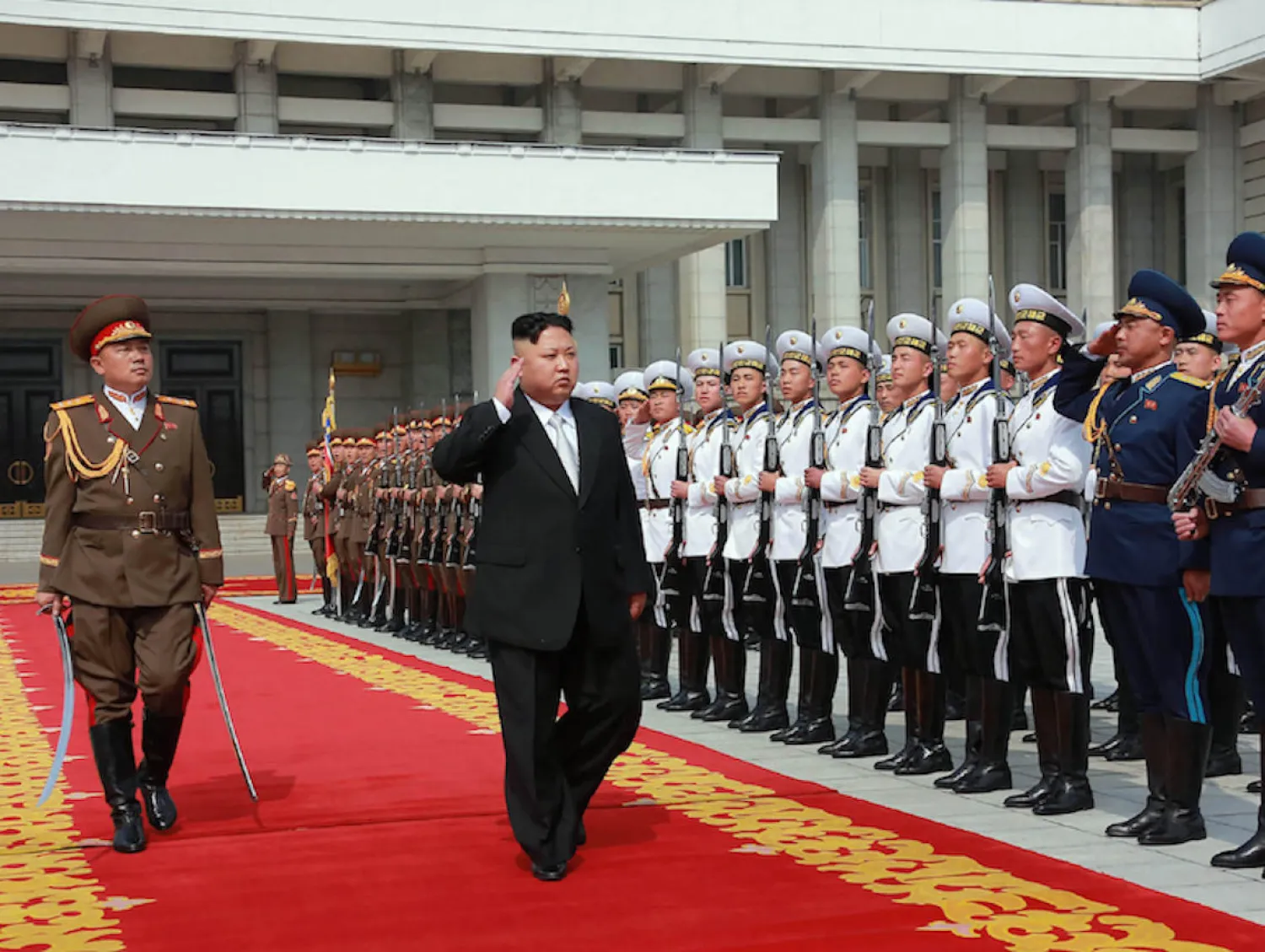 North Korean leader Kim Jong Un arriving for a military parade in Pyongyang. (AFP)