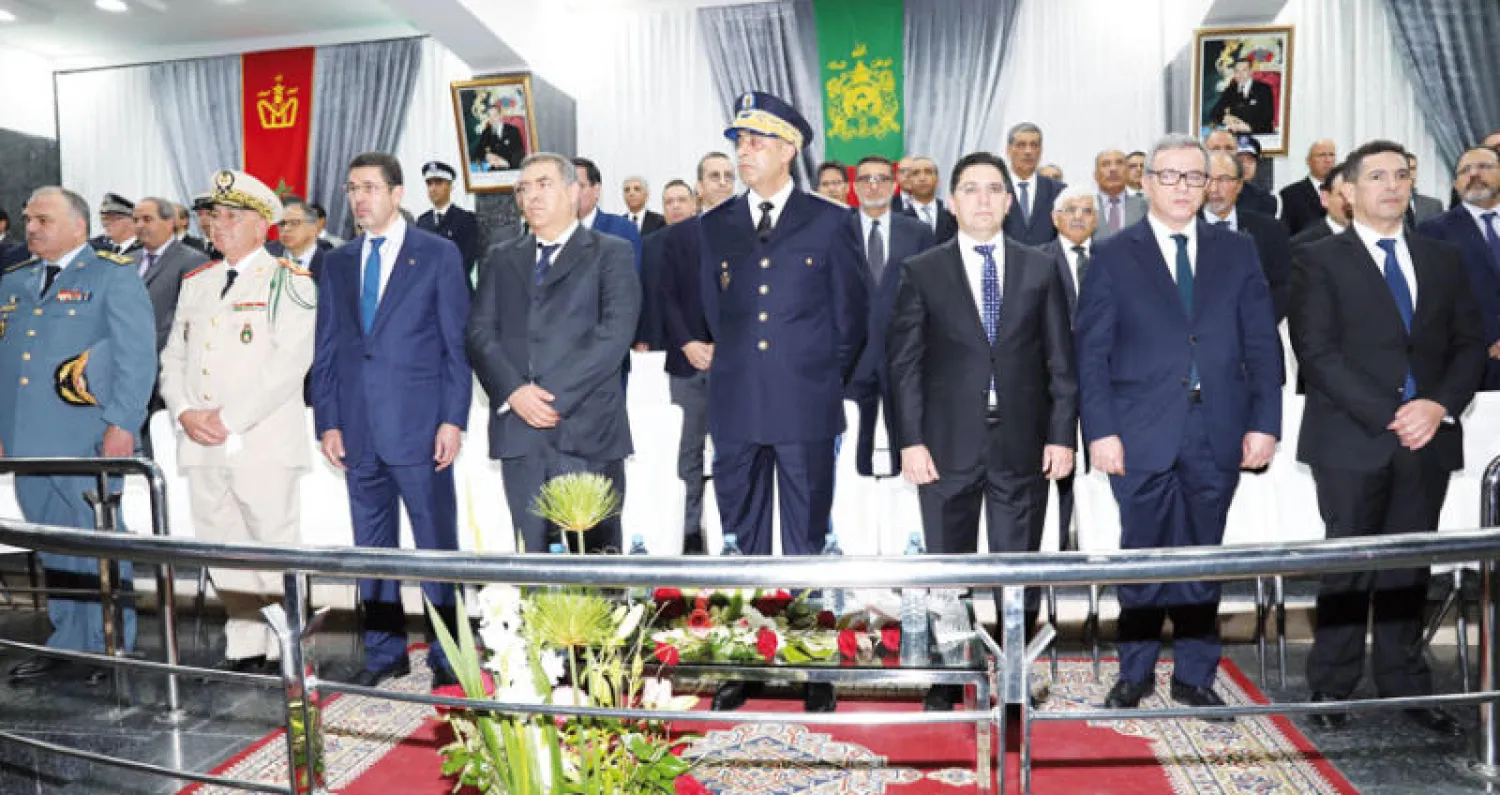 حموشي لدى ترؤسه حفل ذكرى تأسيس الأمن الوطني في حضور عدد من أعضاء الحكومة وشخصيات مدنية وعسكرية («الشرق الأوسط»)