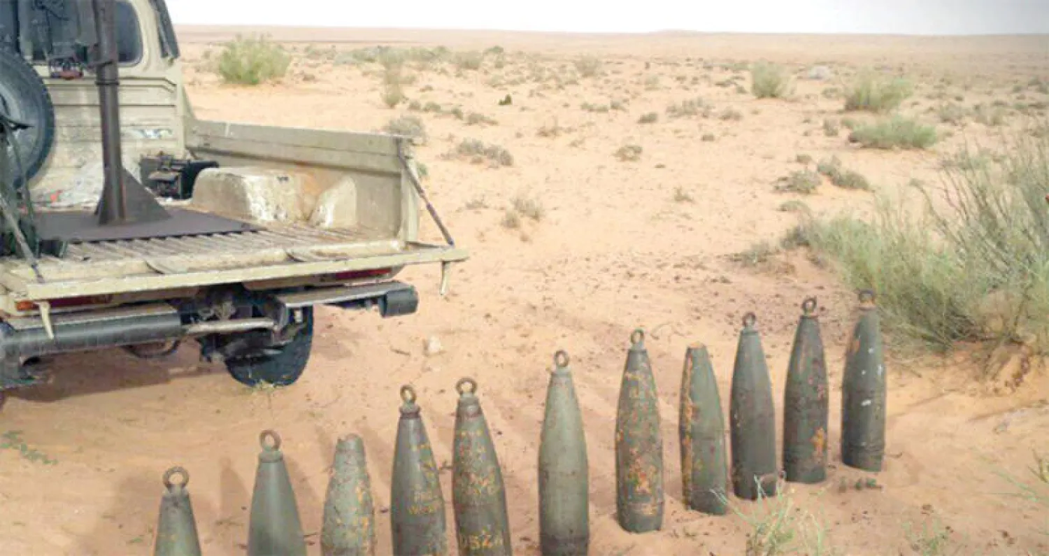 جانب من الصواريخ التي عثرت عليها قوات «البنيان المرصوص» في سرت («الشرق الأوسط»)