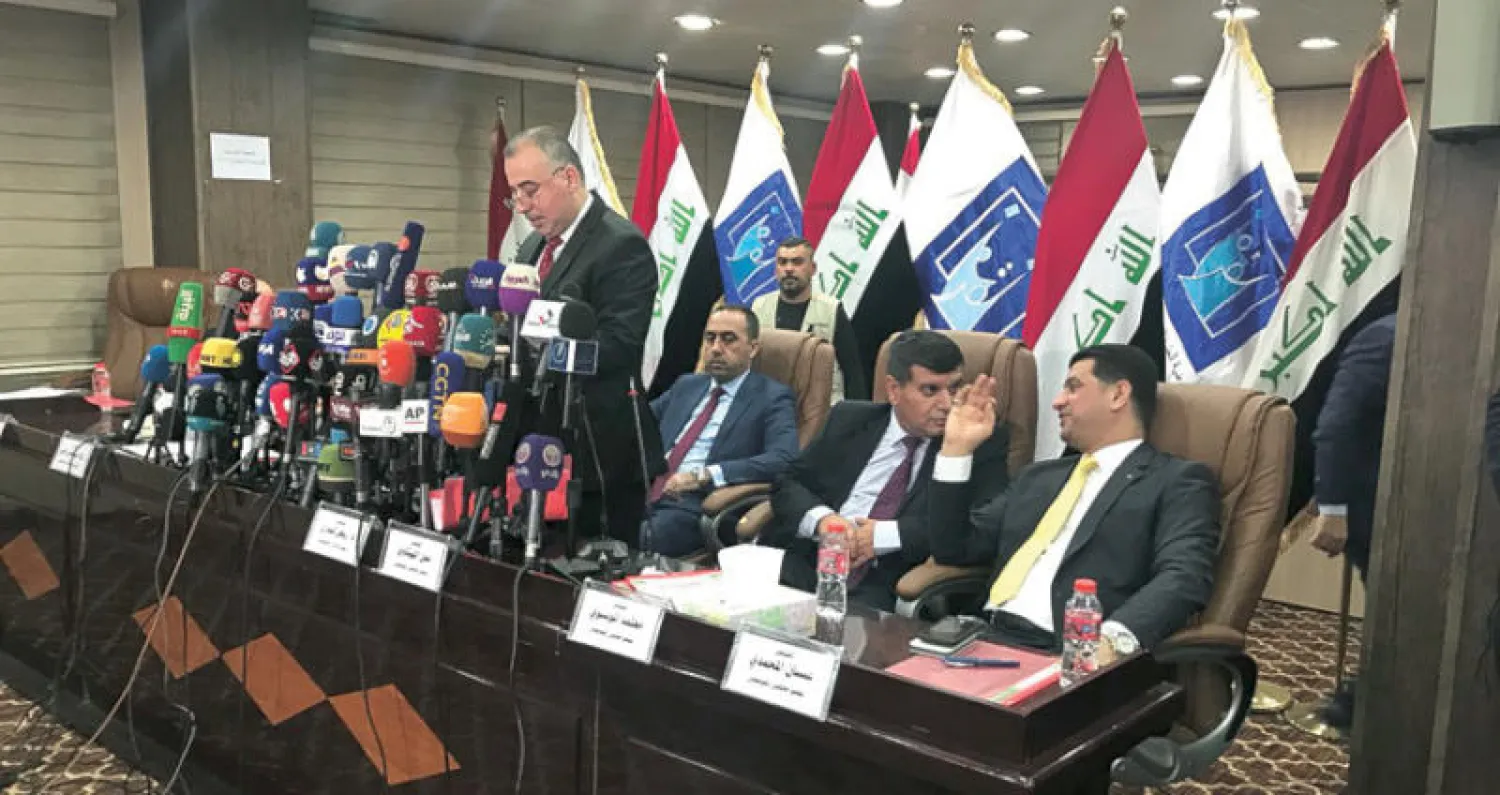 رئيس مفوضية الانتخابات العراقية يعلن نتائج الانتخابات في مؤتمر صحافي في بغداد الاسبوع الماضي (أ ب)